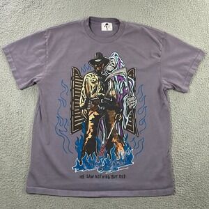Warren Lotas T-Shirt size XL He Saw Nothing But Red Graphic Tee Western Skeleton